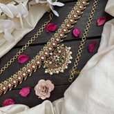 Vriksham Dual Peacock Pendant With Maanga Hipchain-White Bead & Pearls-G20092